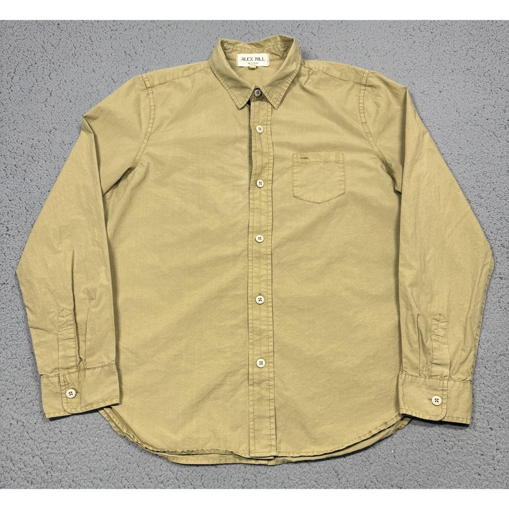 Alex Mill Wash & Go Shirt Mens Large Beige Long Sleeve Button Up Casual